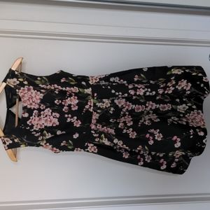 Cherry blossom print open back dress